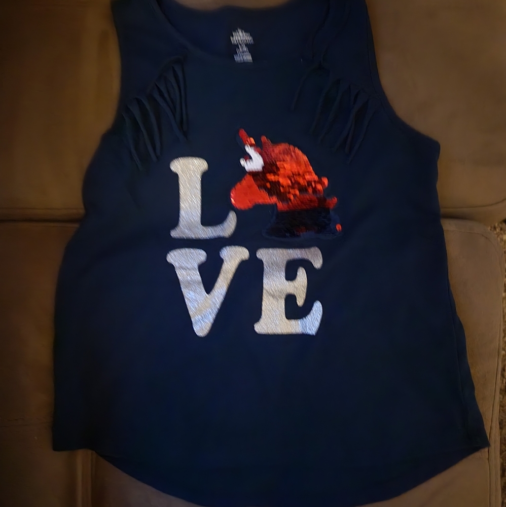 Girls L (10/12) blue sleeveless sequined ❤ shirt